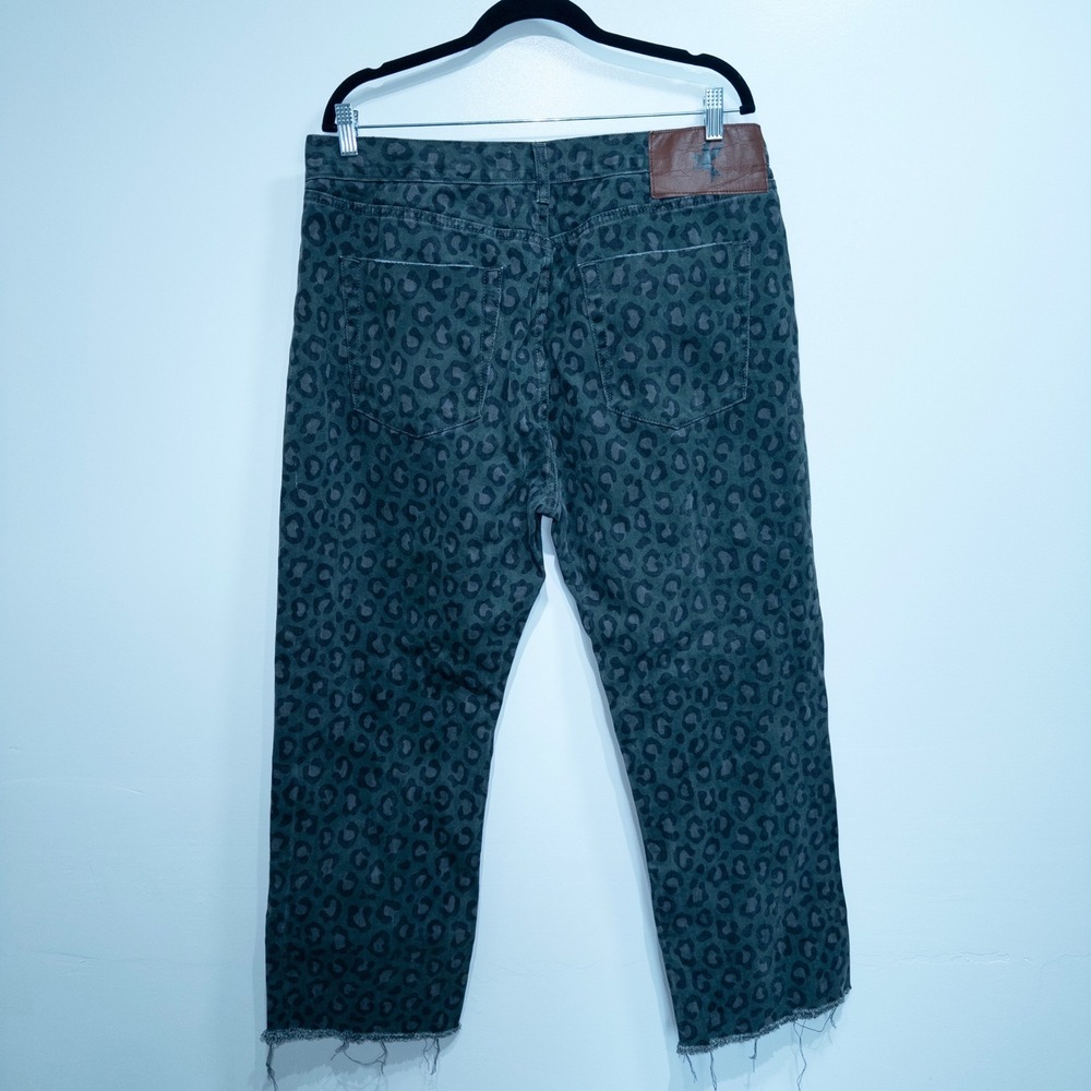 One Teaspoon Green Leopard Print Bandit Night Straight Jeans Size 32 - Picture 7 of 9